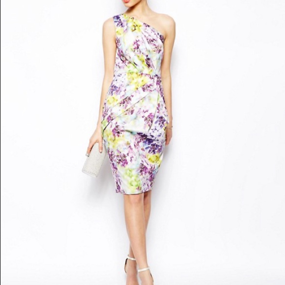 ASOS Floral Folded One Shoulder Dress
